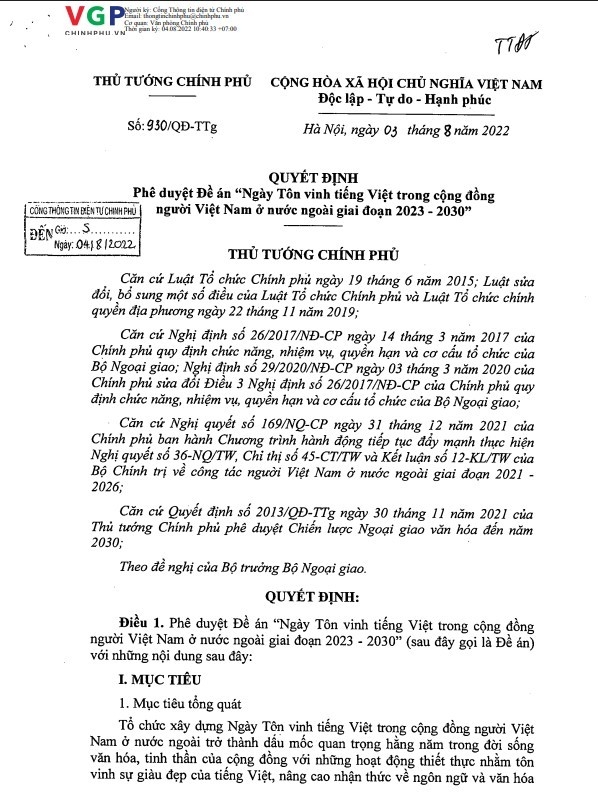 Скоординированные усилия, высокая решимость для устойчивого распространения вьетнамского языка