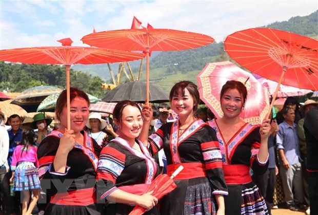 Девушки хмонг в традиционных костюмах