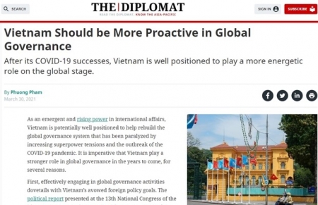 The Diplomat: Участие в глобальном управлении поможет Вьетнаму повышать свои позиции на международной арене