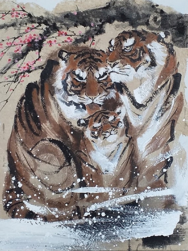Год Тигра - Созерцание ярких картин благородного тигра, выполненных художником Нгуен Доан Нинь