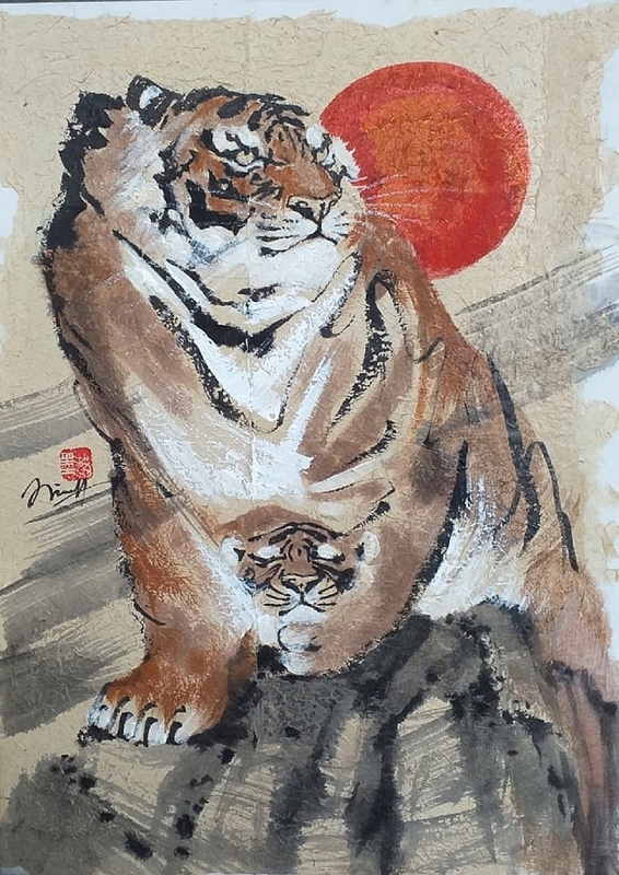 Год Тигра - Созерцание ярких картин благородного тигра, выполненных художником Нгуен Доан Нинь