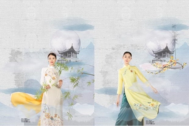 Показ вьетнамских платьев «аозай» на горе Иенты